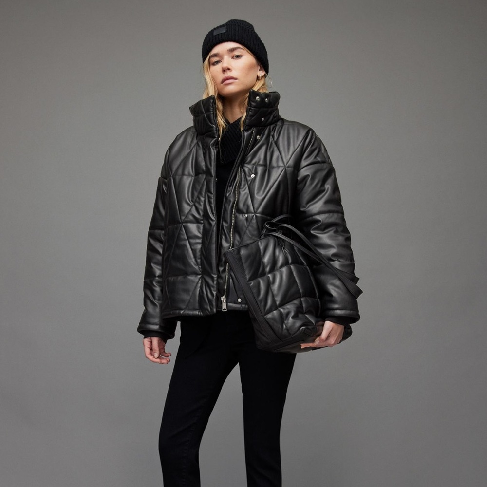 All Saints SZ 8 Vegan Leather Puffer Jacket